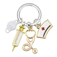 Nurses, doctors, masks, keychains, medical rescue personnel keyrings, syringes, syringes, stethoscopes, keychains