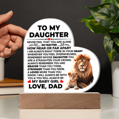 To My Daughter Braver – Acrylic Heart Plaque